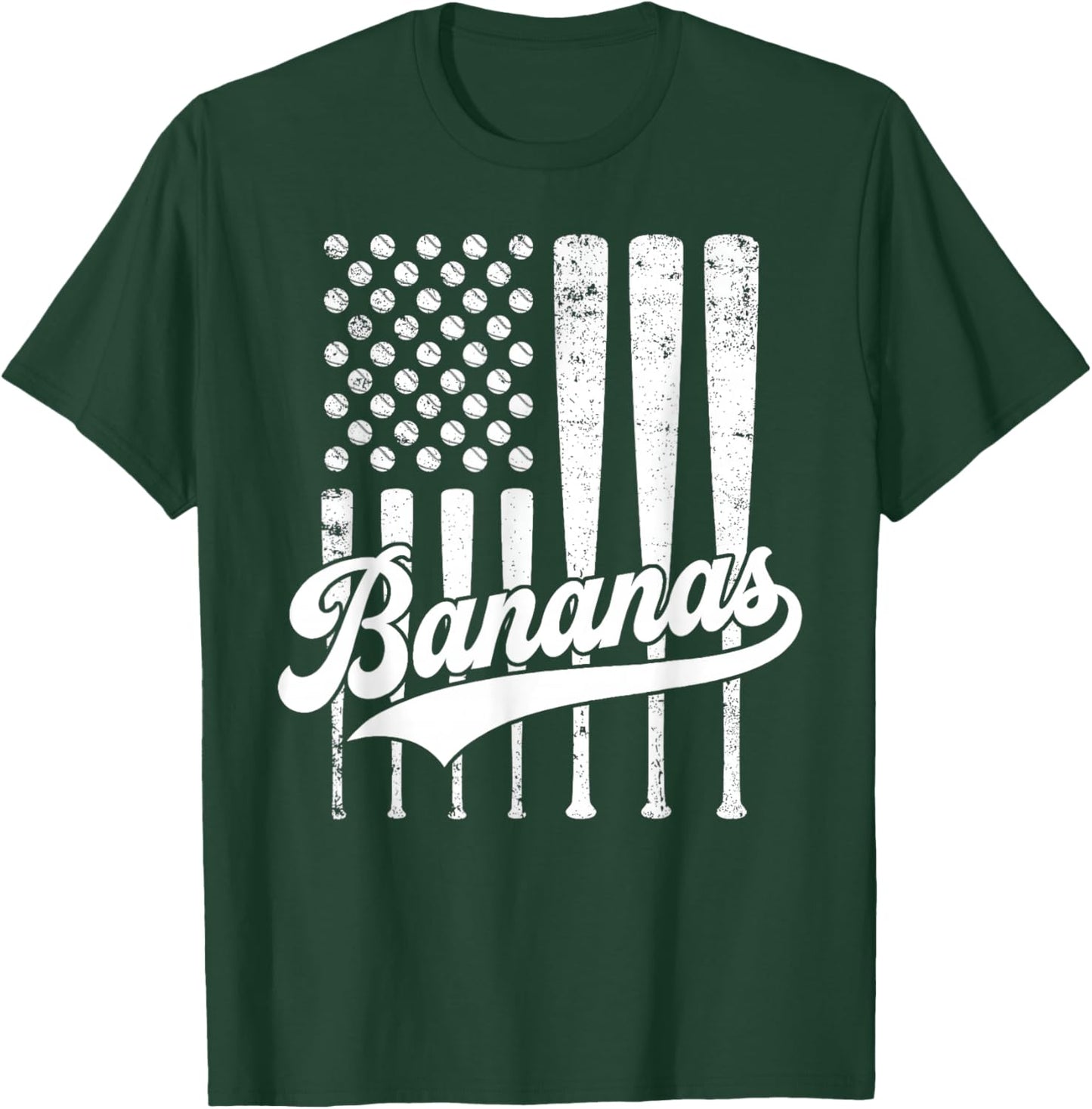 Banana Retro Humor Bananas American US Flag Men Women Kids T-Shirt - T-Shirt | Forest