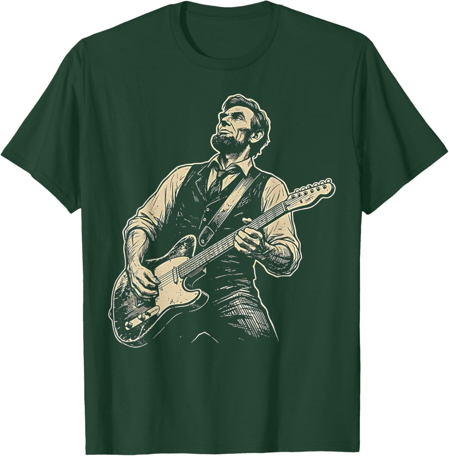 Abraham Lincoln Abe Lincoln Playing Guitar Retro Vintage T-Shirt - T-Shirt | Forest