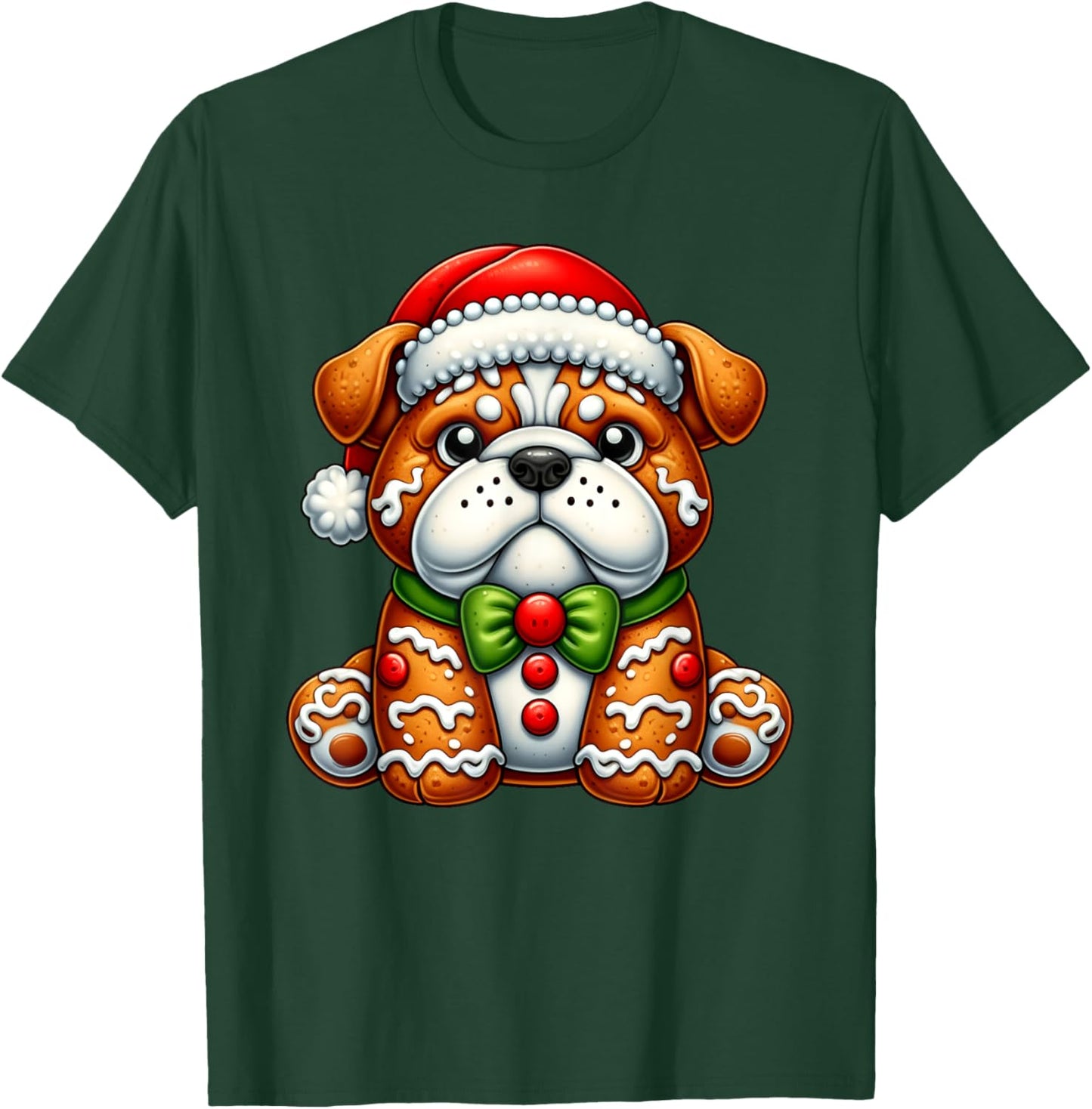 Gingerbread Man English Bulldog Christmas Kids T-Shirt - T-Shirt | Forest