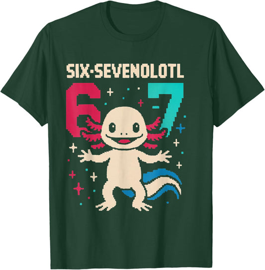 Six Seven Funny Axolotl 67 Viral Meme Men Women Kids T-Shirt - T-Shirt | Forest