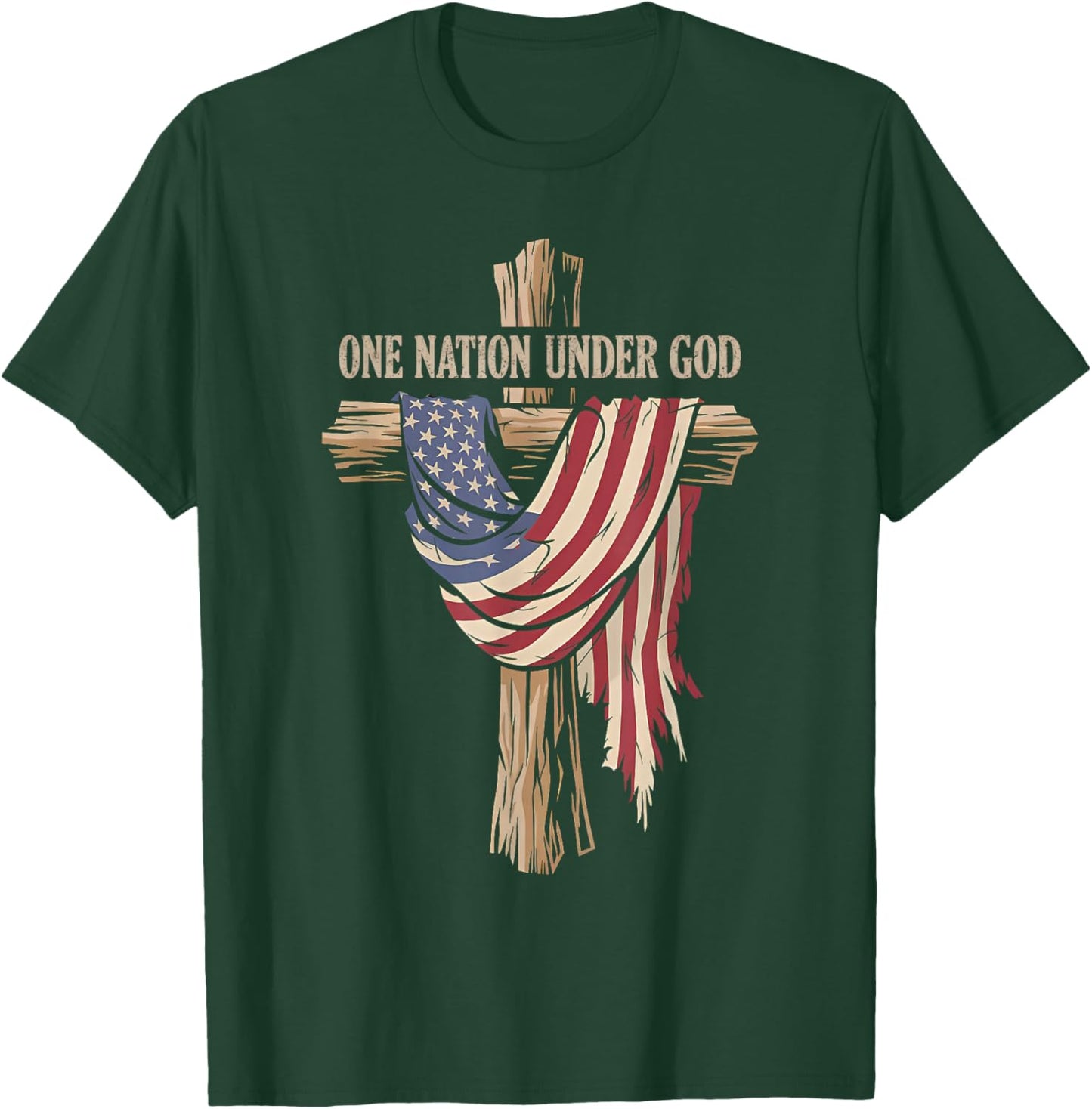 One Nation Under God Christian Jesus American 4th of July T-Shirt - T-Shirt | Forest