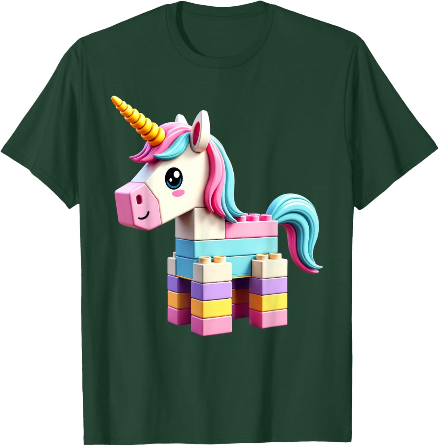 Master Builder Bricks Blocks Play Toys Unicorn T-Shirt - T-Shirt | Forest