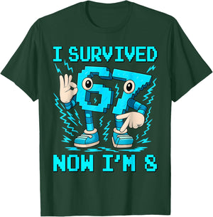 I Survived 6 7 Now I’m 8 8th Birthday 67 Birthday Brainrot T-Shirt - T-Shirt | Forest