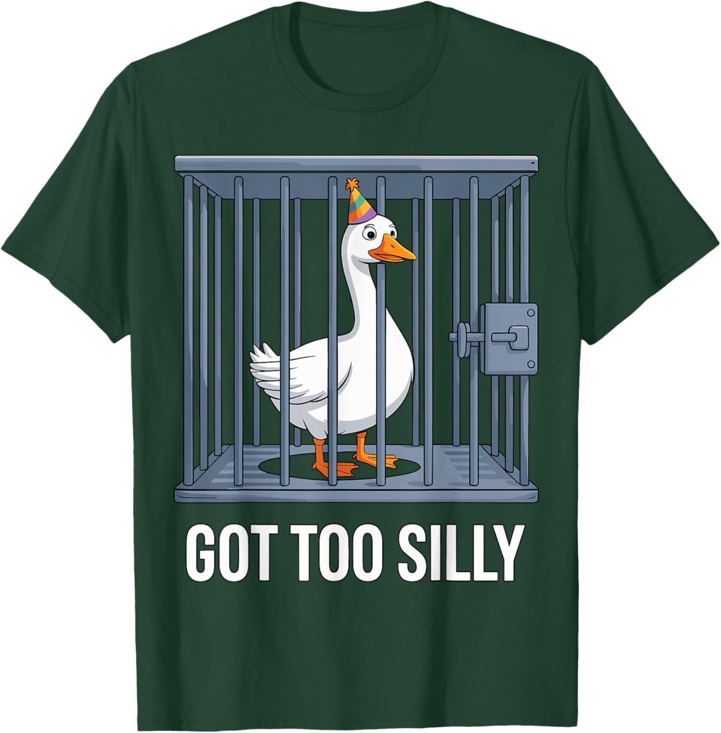 Goose in Jail Got Too Silly Funny T-Shirt - T-Shirt | Forest