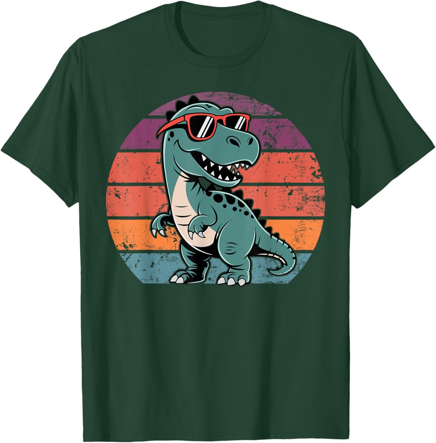 Retro Trex Dinosaur Dino Wearing Sunglasses Funny Graphic T-Shirt - T-Shirt | Forest