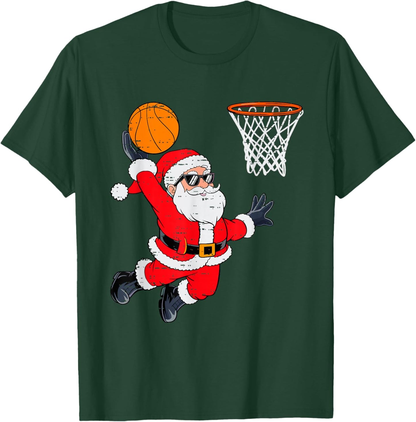 Funny Santa Dunking Basketball Christmas Xmas Boys Kids T-Shirt - T-Shirt | Forest
