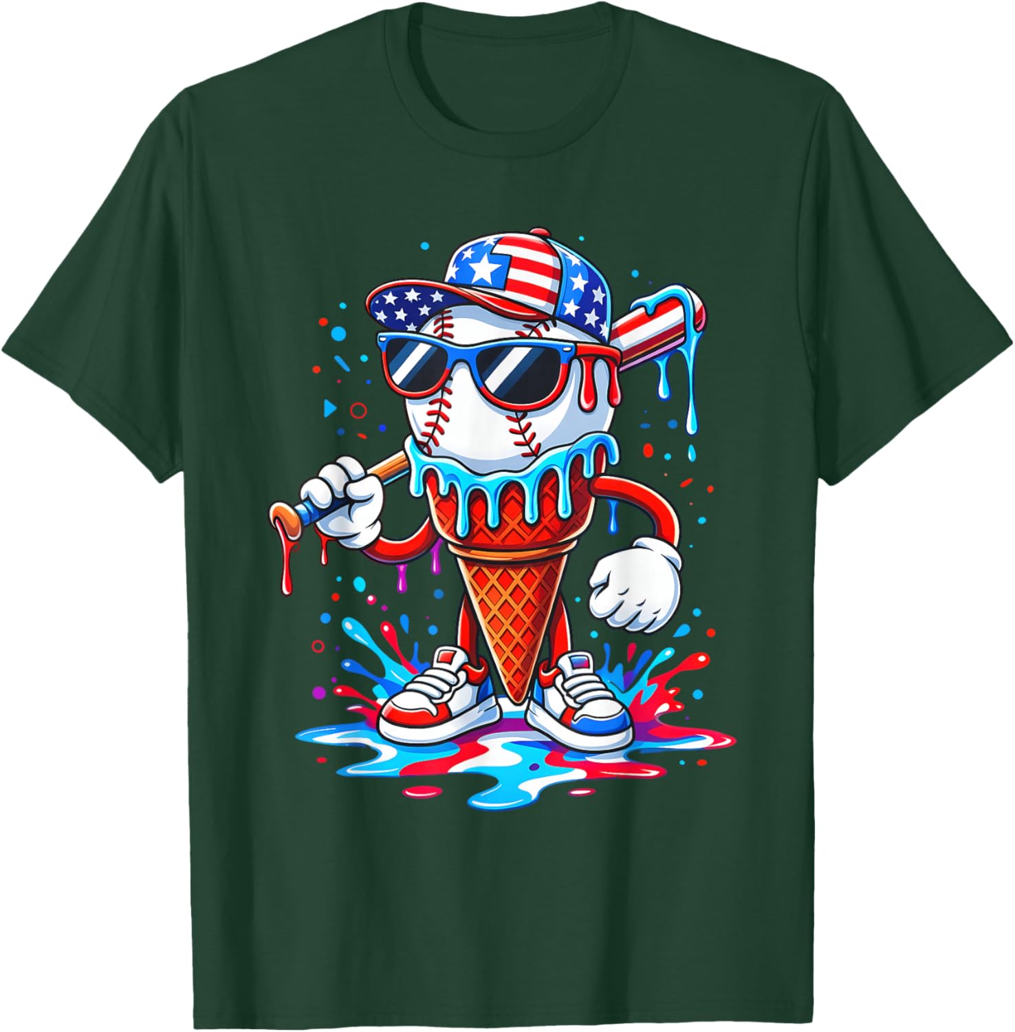 Baseball Life Style 101 Apparel Youth Drip Baseball Boys Kid T-Shirt - T-Shirt | Forest