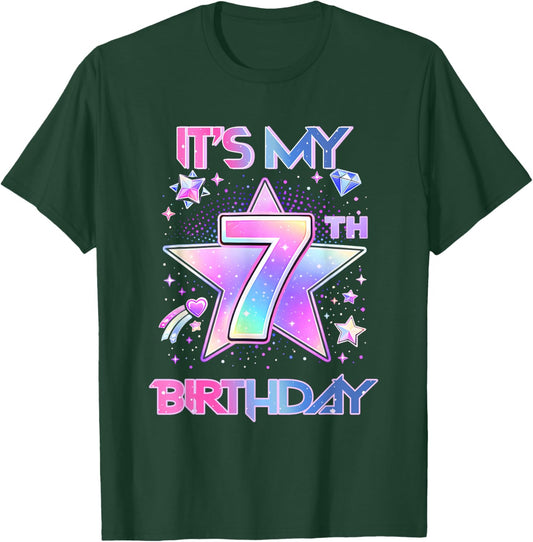 It's My 7Th Birthday K-Pop 7 Years Old Birthday Girl Kids T-Shirt - T-Shirt | Forest