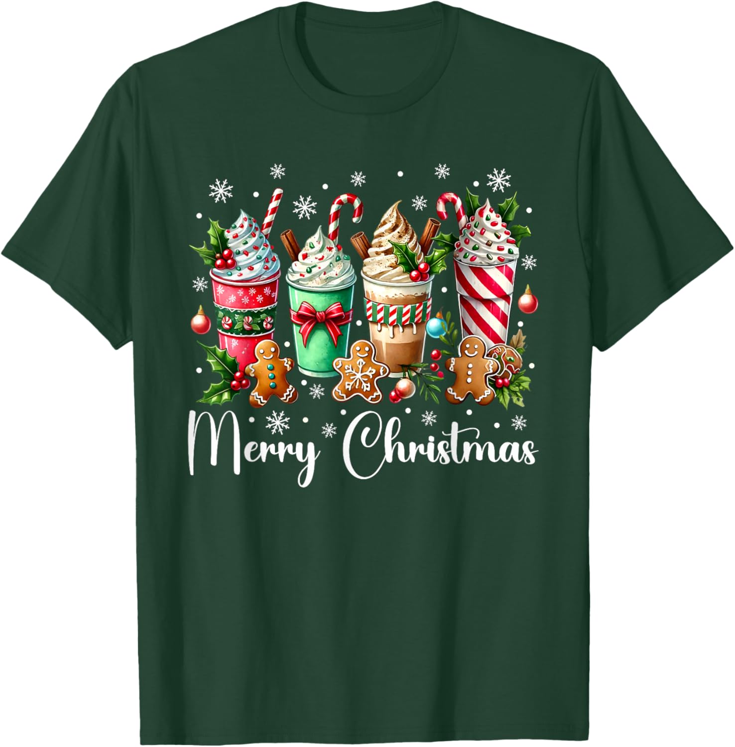 Christmas Pajamas Gingerbread Christmas Coffee Hot Cocoa T-Shirt - T-Shirt | Forest