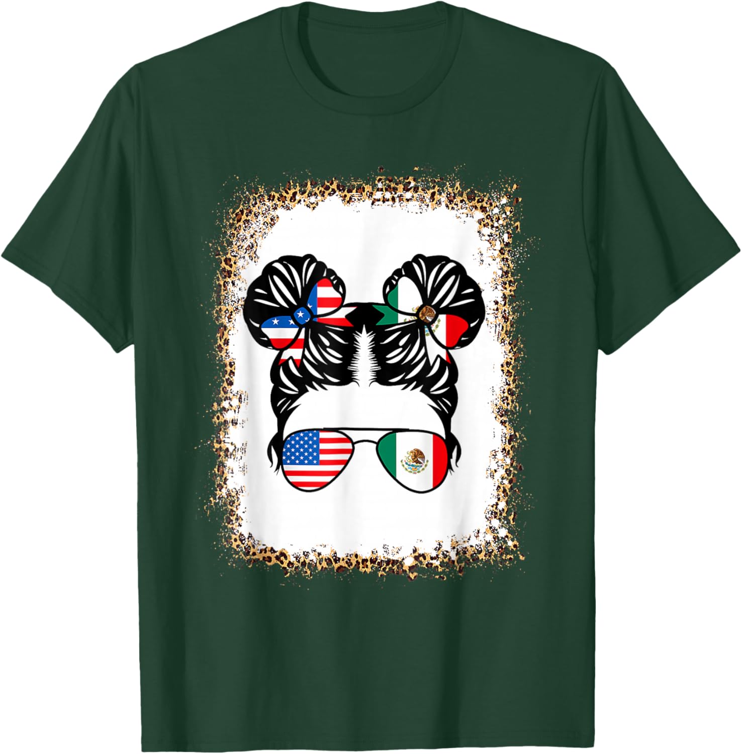 Half An Half Mexican Girl USA Mexico Flag Patriot T-Shirt - T-Shirt | Forest