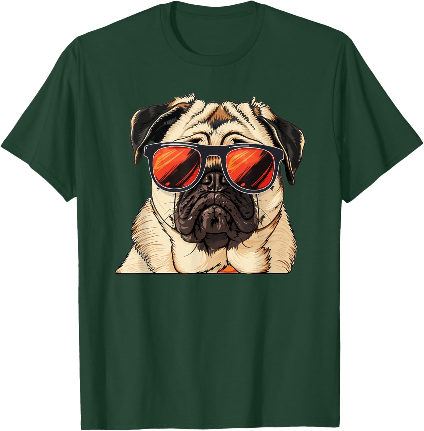 Pug Dog Sunglasses T-Shirt - T-Shirt | Forest