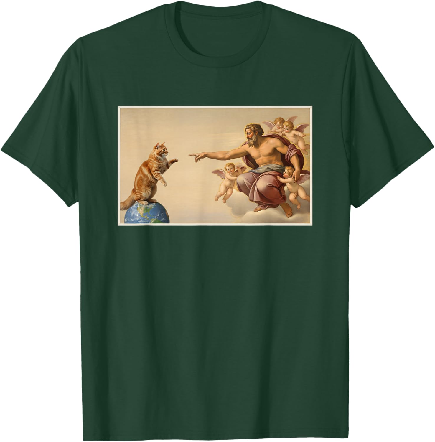 Renaissance Cat Creation Art Funny Cat Lover Design T-Shirt - T-Shirt | Forest
