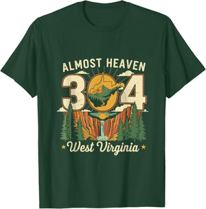 Almost Heaven 304 West Virginia Map Pride Gift T-Shirt - T-Shirt | Forest