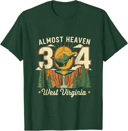Almost Heaven 304 West Virginia Map Pride Gift T-Shirt - T-Shirt | Forest