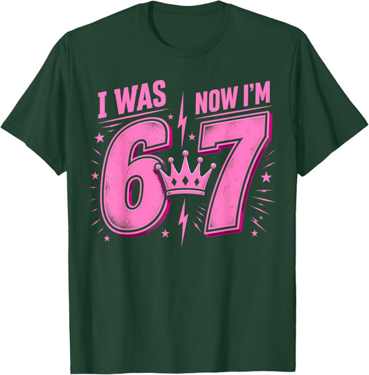 7th Birthday Girls I was 6 Now I'm 7 Girl Turning 7 Birthday T-Shirt - T-Shirt | Forest