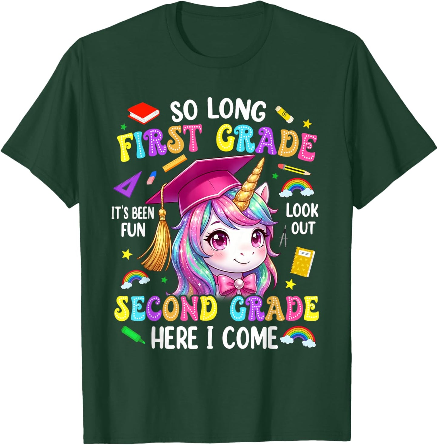So Long First Grade Hello Second Grade Graduation Girls Kids T-Shirt - T-Shirt | Forest