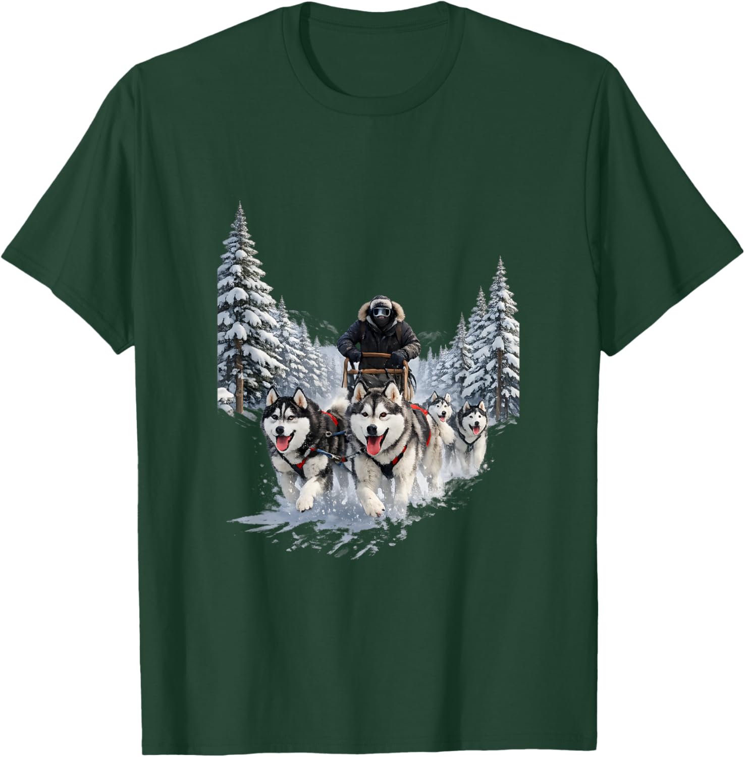 Huskyrennen Dog Sleigh T-Shirt - T-Shirt | Forest