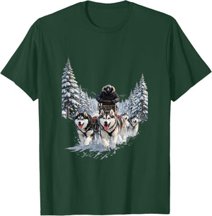 Huskyrennen Dog Sleigh T-Shirt - T-Shirt | Forest