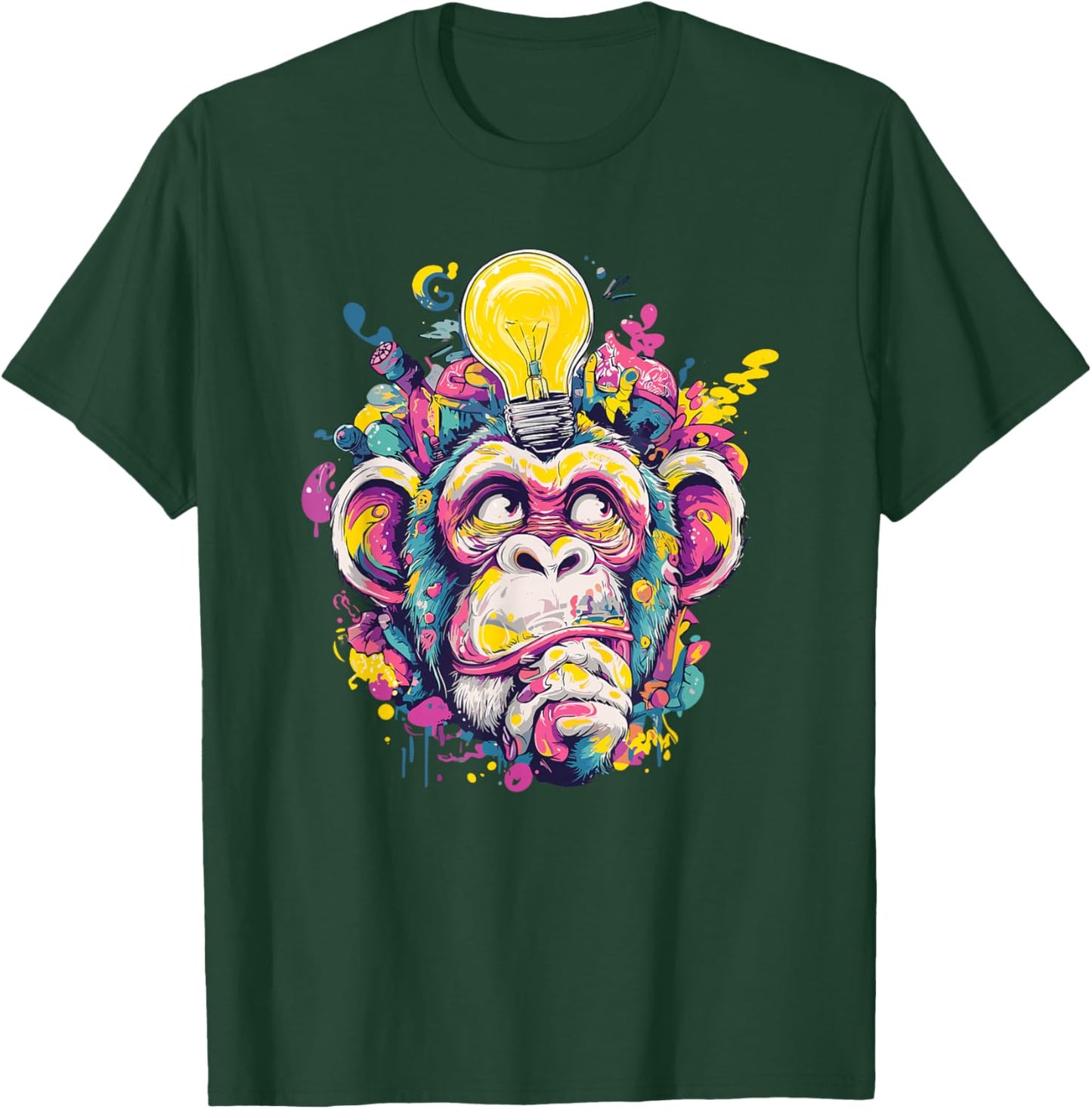 Tête d'ampoule colorée en Forme de Singe T-Shirt - T-Shirt | Forest