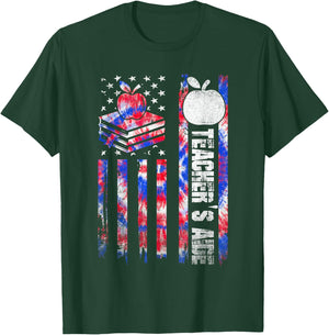 Red White Blue Tie Dye USA Flag Teacher's Aide 4th of July T-Shirt - T-Shirt | Forest