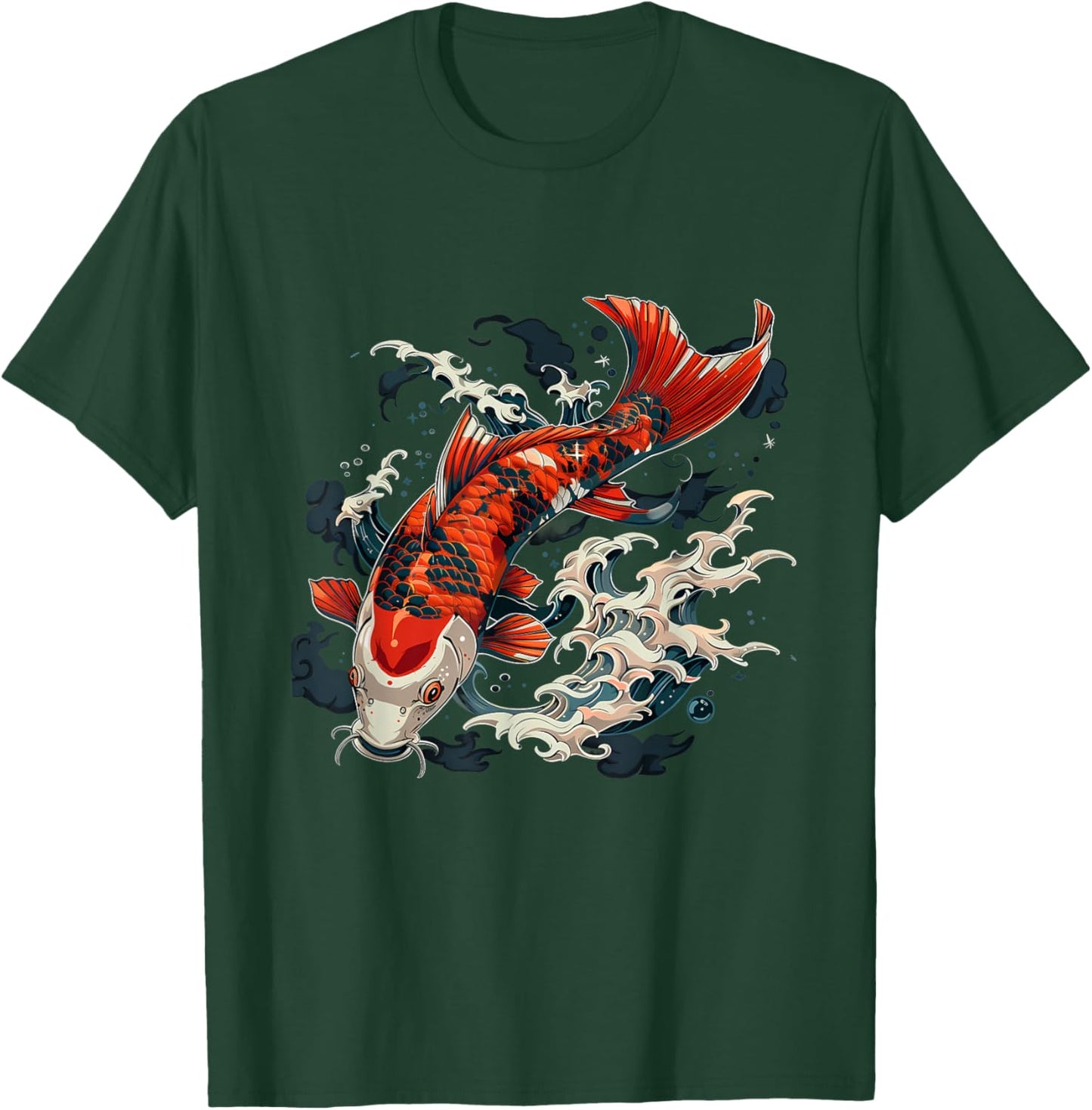 Koi Fish Japanese Art Japanese Koi Carp Fish Ocean Waves T-Shirt - T-Shirt | Forest