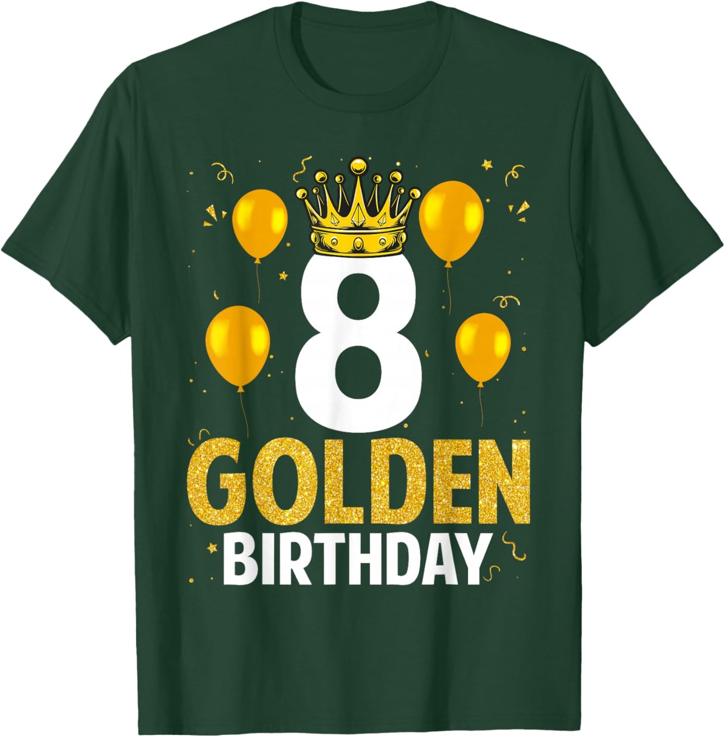 Kids 8th Birthday Boys Girls 8 Year Old Golden T-Shirt - T-Shirt | Forest