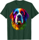 Colorful Saint Bernard Face Cute Dog Lover Men Women Black T-Shirt - T-Shirt | Forest