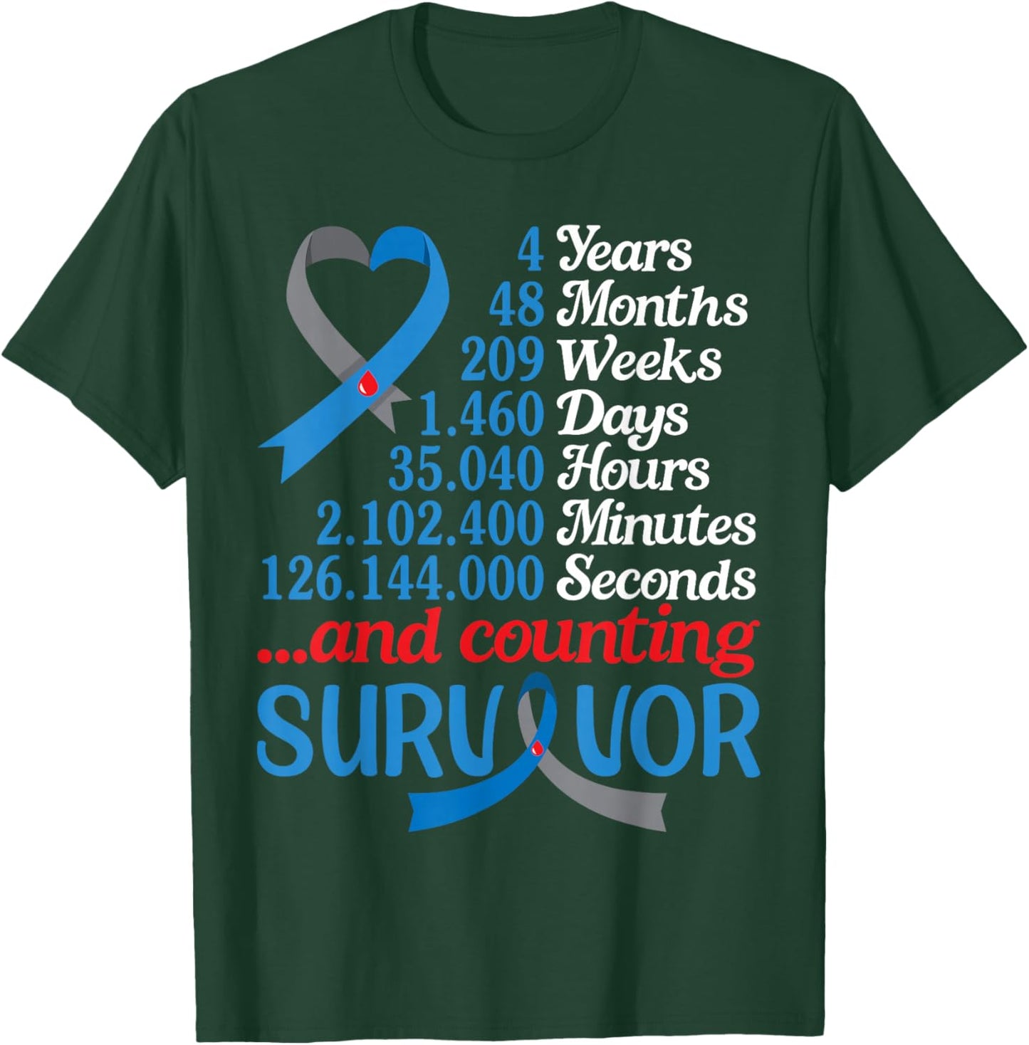 4 Years 48 Months 209 Weeks Diabetes and Counting Survivor T-Shirt - T-Shirt | Forest