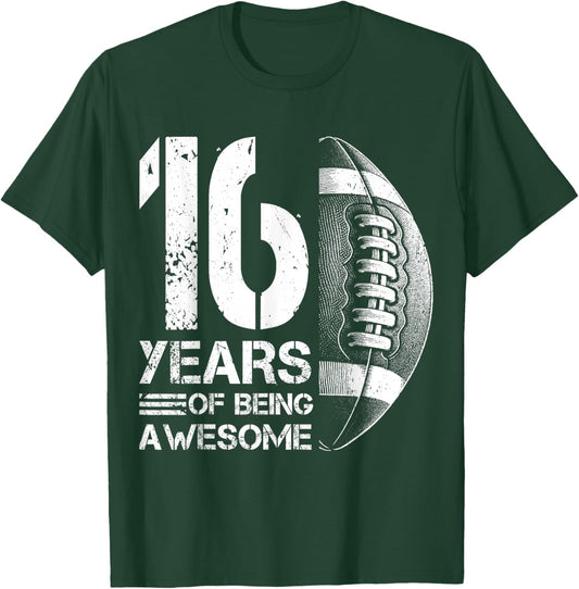 16th Birthday Retro American Football 16 Years Old Boy Girl T-Shirt - T-Shirt | Forest