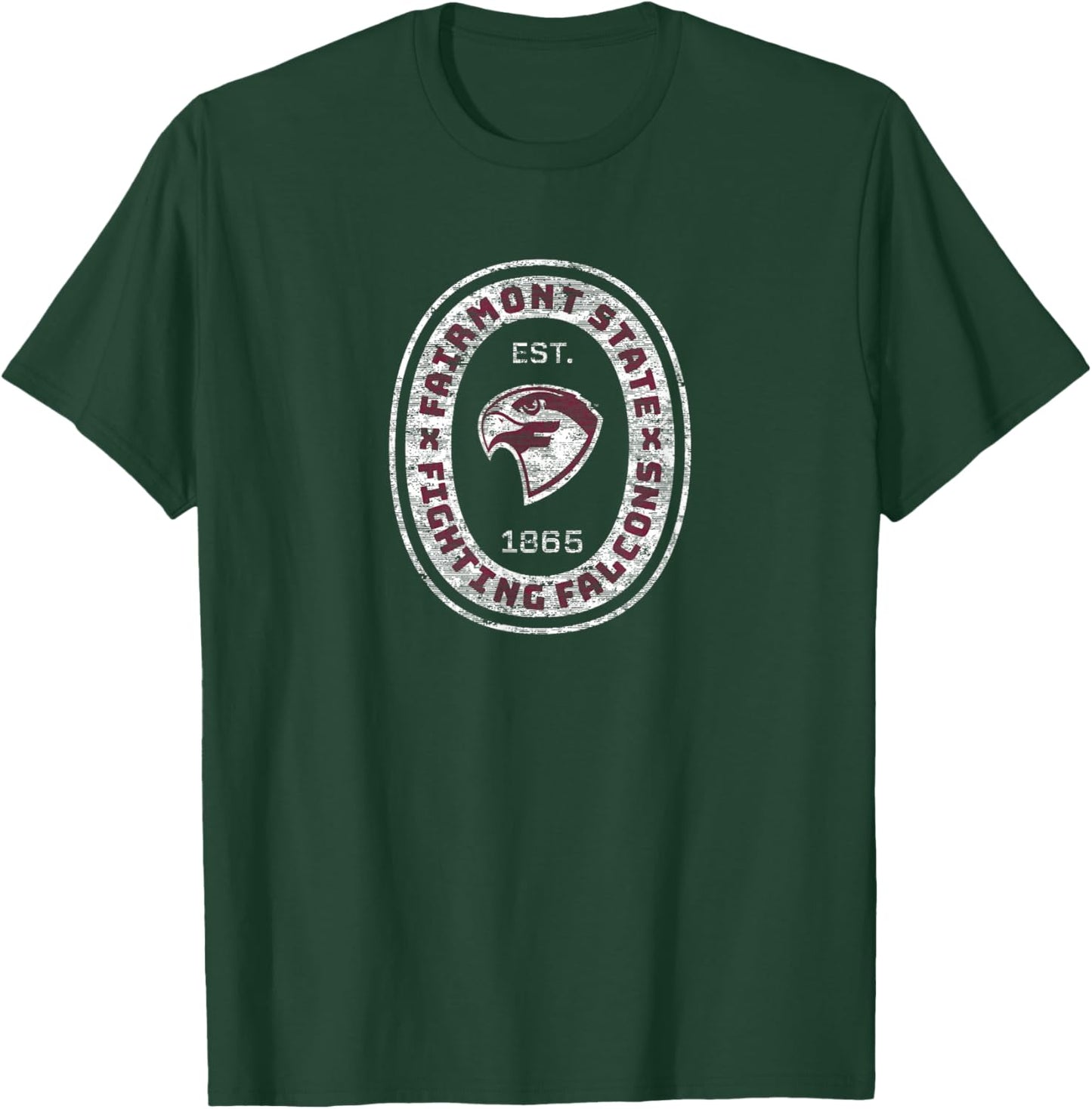 Fairmont State University Falcons Retro Crest Seal T-Shirt - T-Shirt | Forest