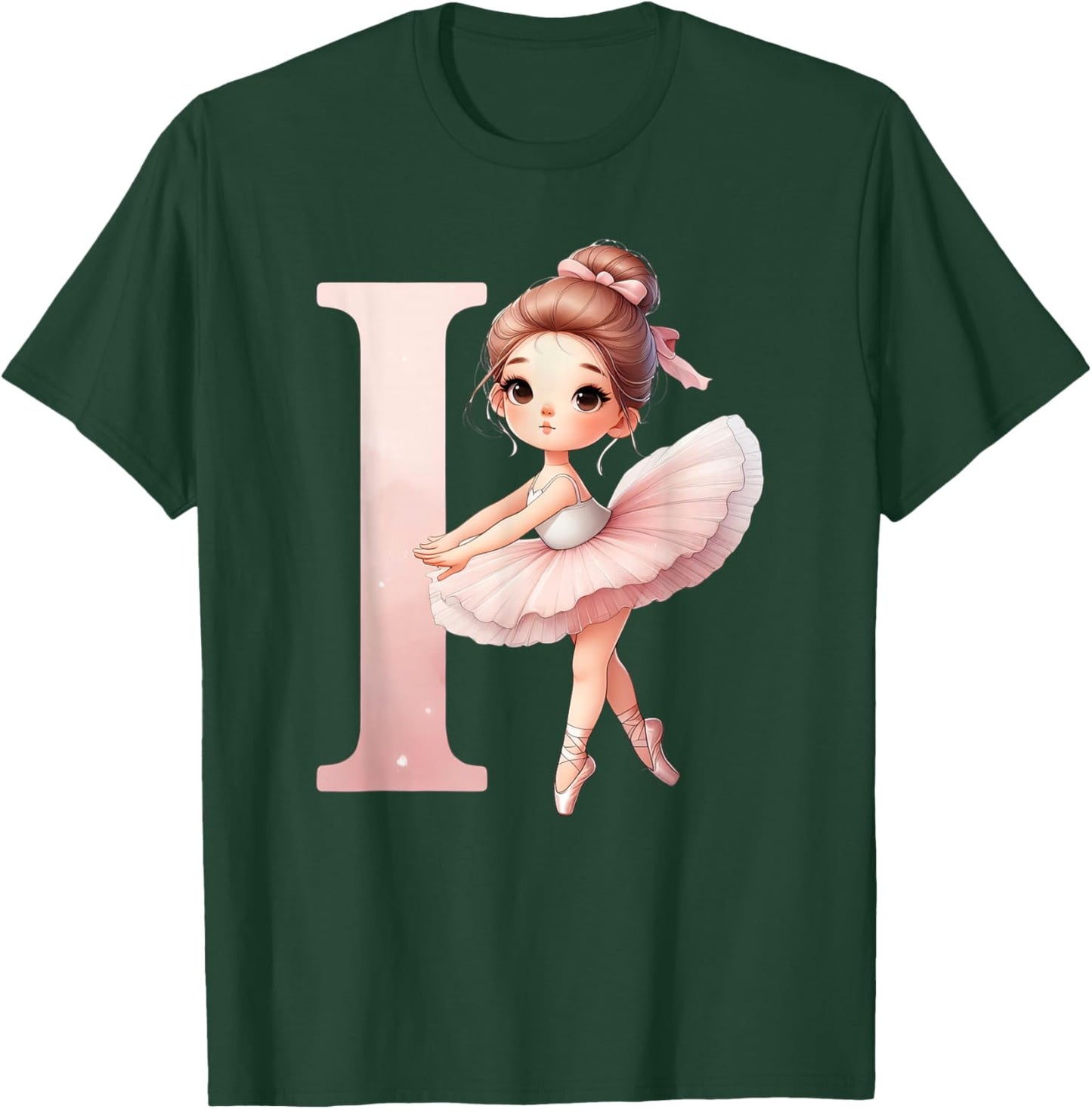 Ballerina Girl Dancing Name First Letter I Girly Tutu Ballet T-Shirt - T-Shirt | Forest