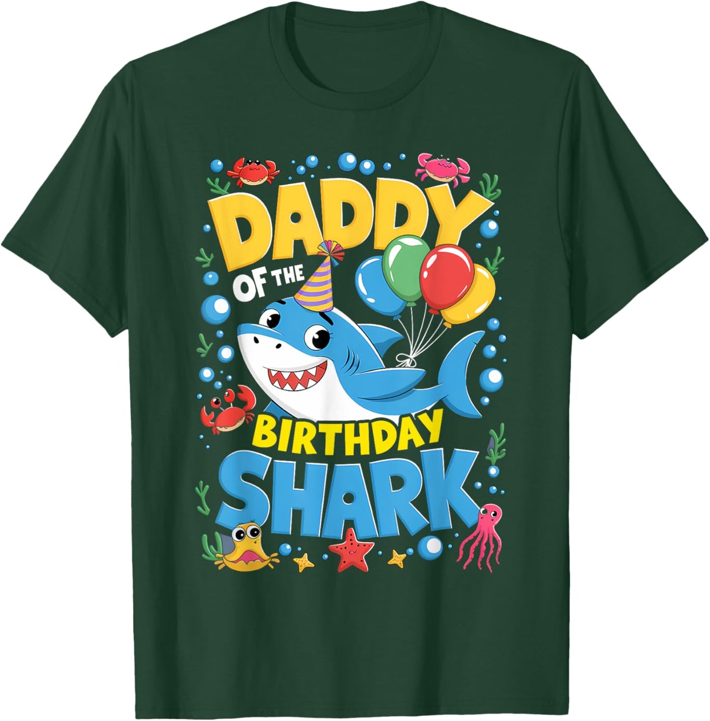 Daddy Birthday Kids Shark Dad Party Matching Family T-Shirt - T-Shirt | Forest