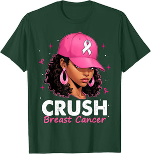 Crush Breast Cancer Awareness Black Women Pink Queen Warrior T-Shirt - T-Shirt | Forest