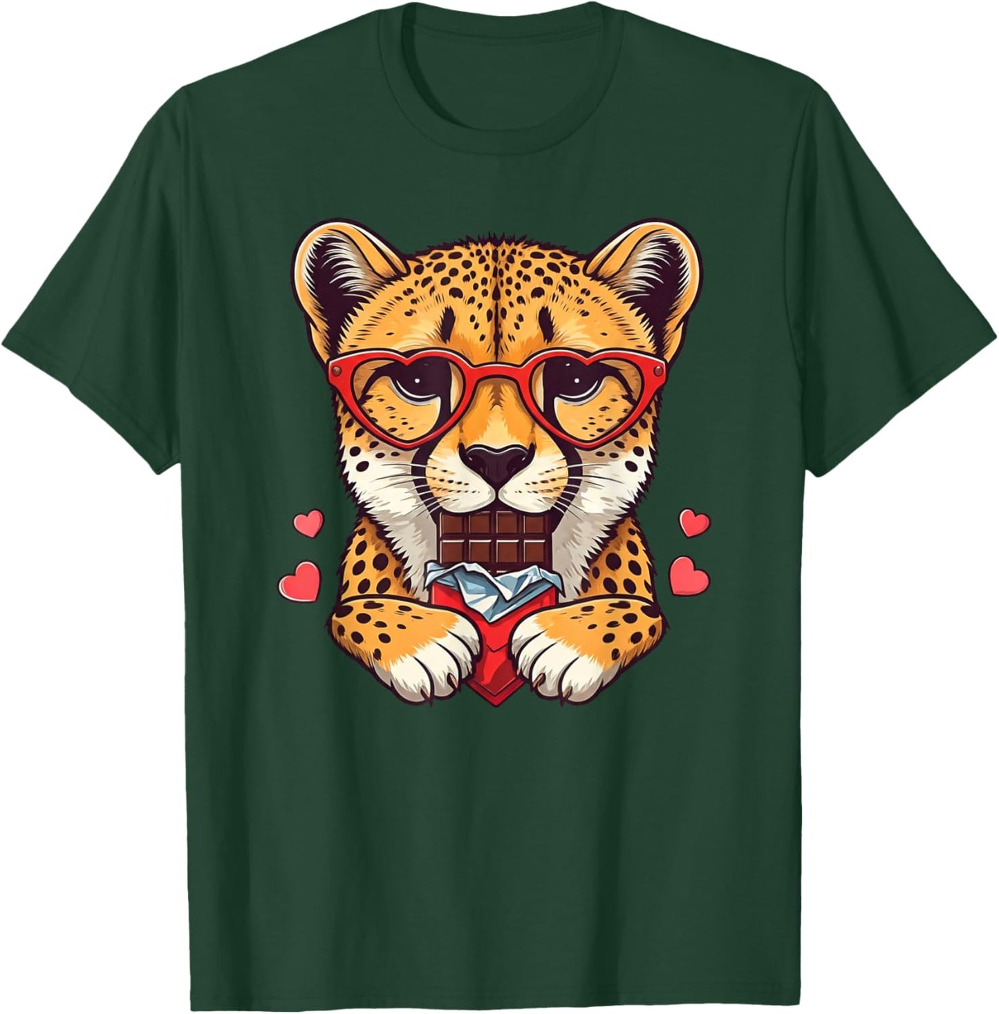 Funny Cheetah Heart Chocolate Valentine Leopard T-Shirt - T-Shirt | Forest
