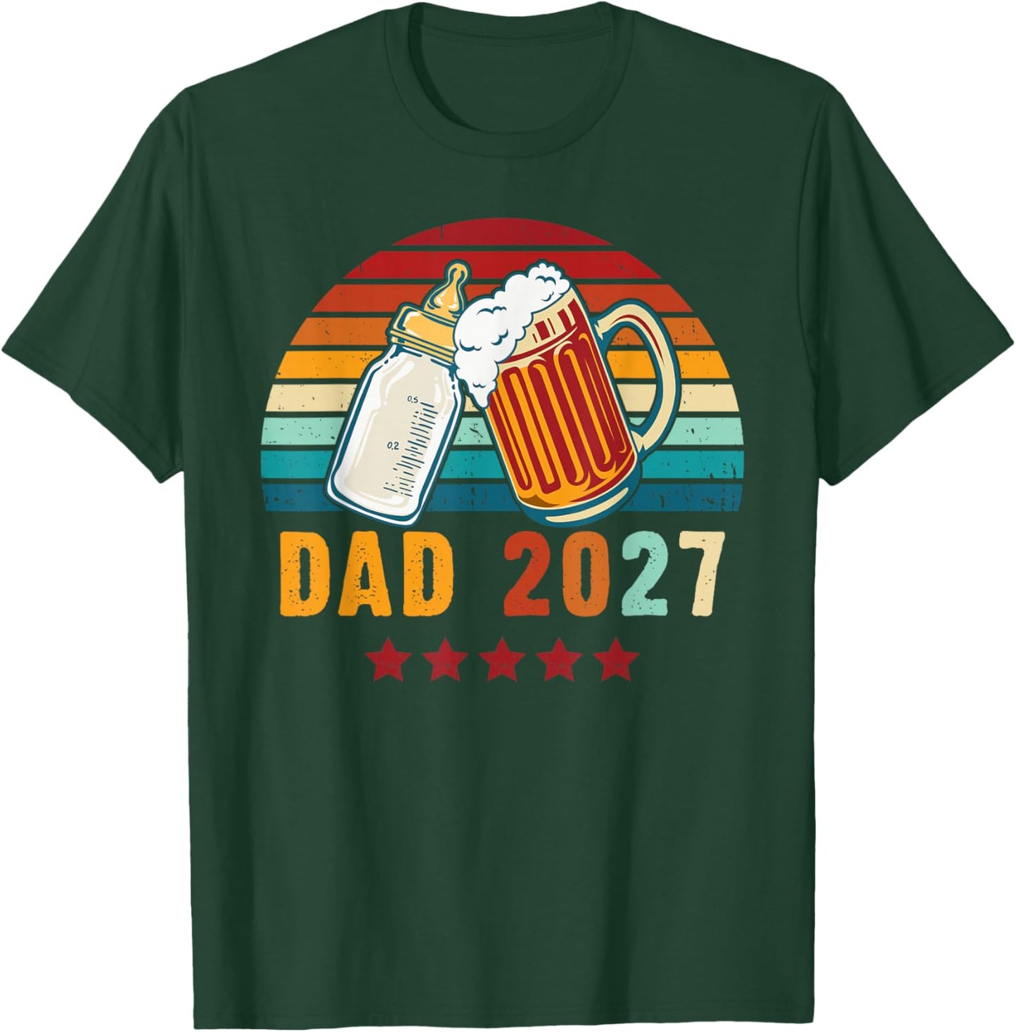 Future Dad 2027 Funny Daddy Reveal with Baby Bottle and Mug T-Shirt - T-Shirt | Forest