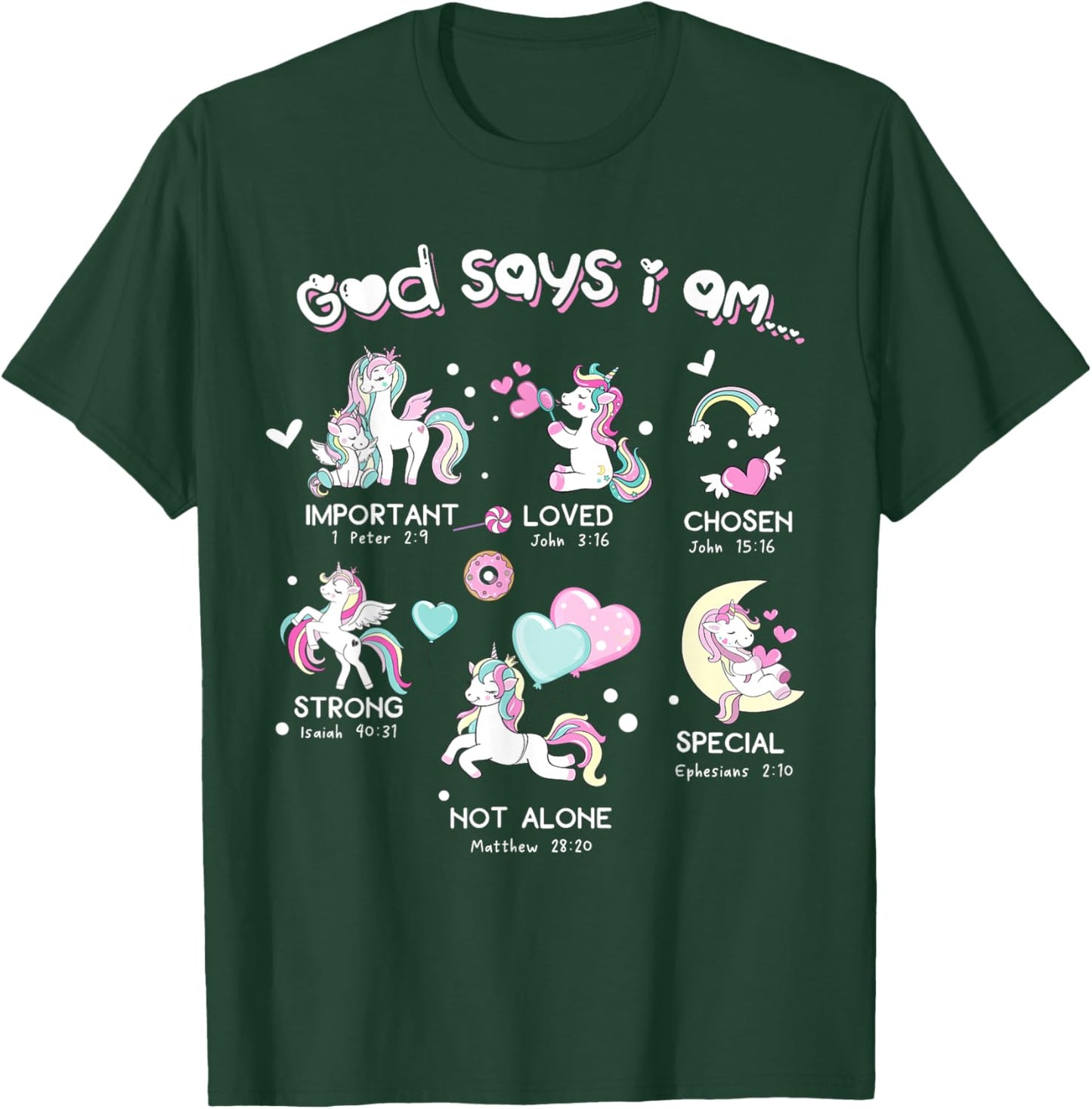 God Says I'm Cute Funny Unicorn Christian Girl Bible Lover T-Shirt - T-Shirt | Forest