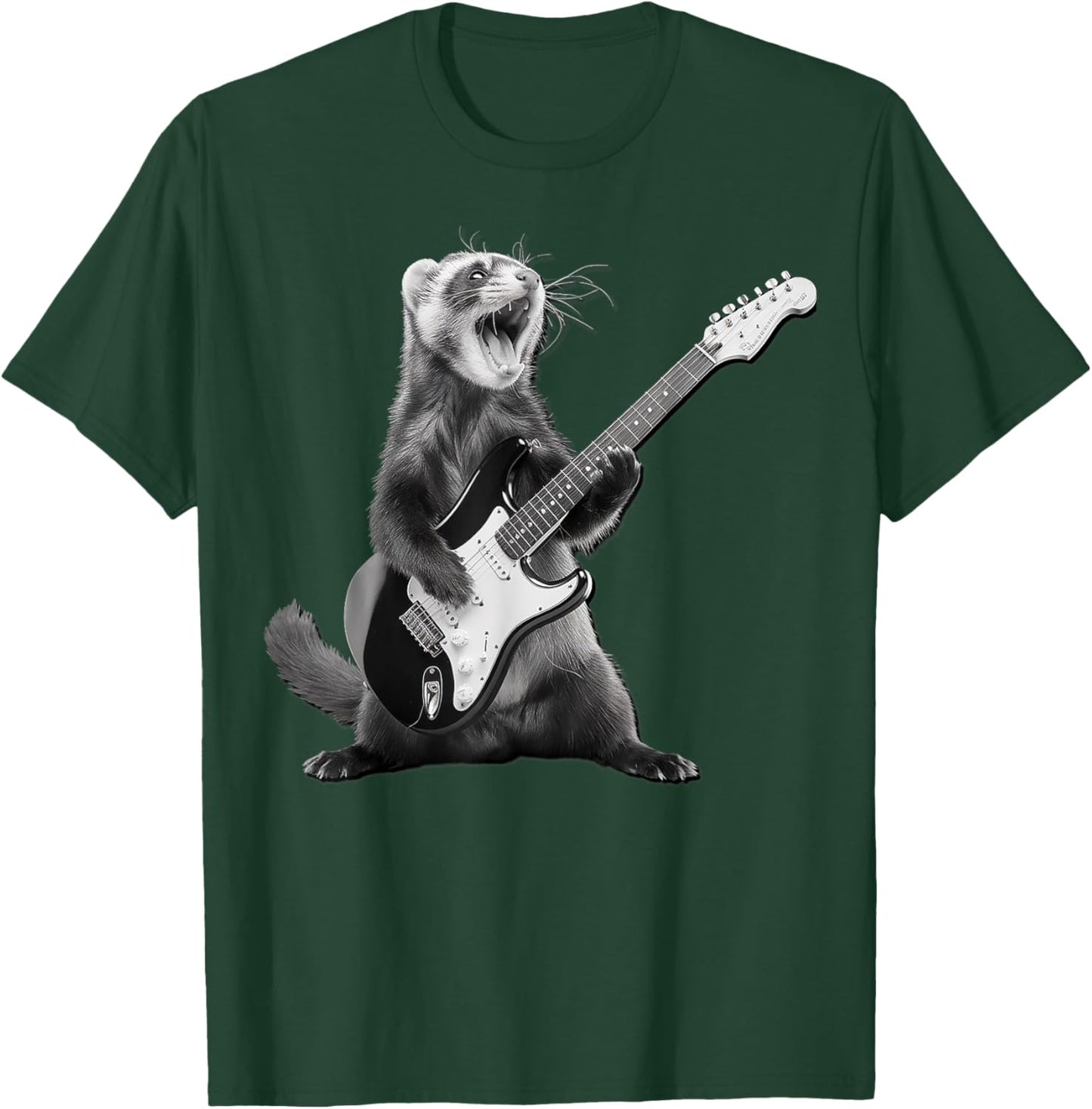Ferret Playing Guitar Rock and Roll Gifts Women Kid T-Shirt - T-Shirt | Forest