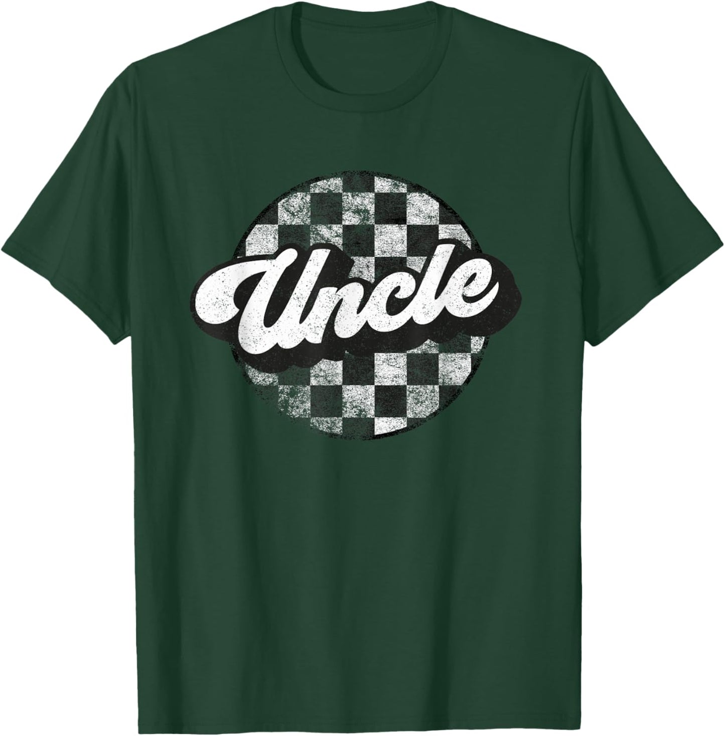 Funny Retro Checkered Uncle Race Vintage Matching Family T-Shirt - T-Shirt | Forest