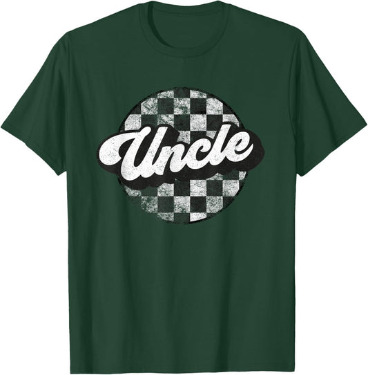 Funny Retro Checkered Uncle Race Vintage Matching Family T-Shirt - T-Shirt | Forest