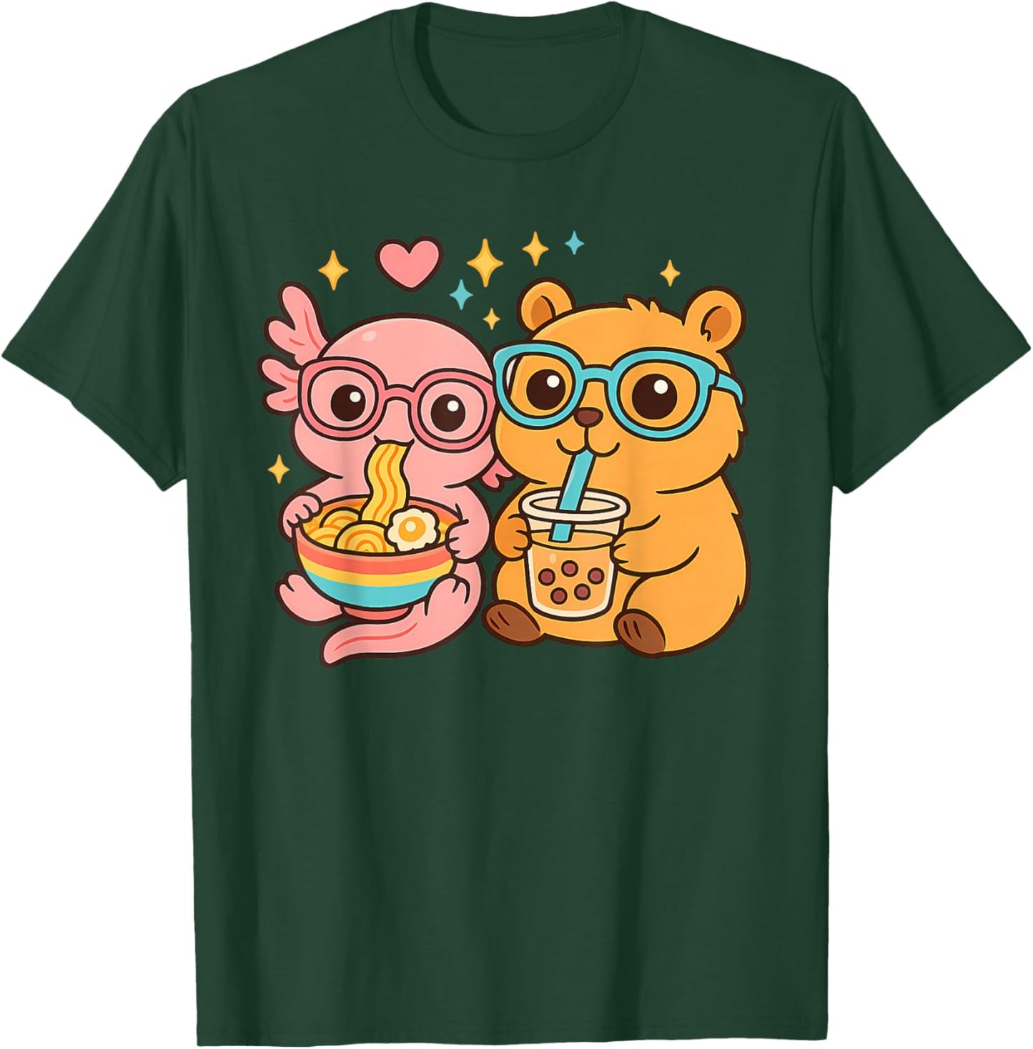 Cute Capybara Axolotl Kawaii Anime y2k Boba Kids Capibara T-Shirt - T-Shirt | Forest