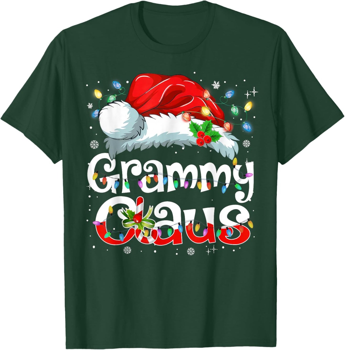 Grammy Claus Christmas Pajama Family Matching Xmas Light T-Shirt - T-Shirt | Forest