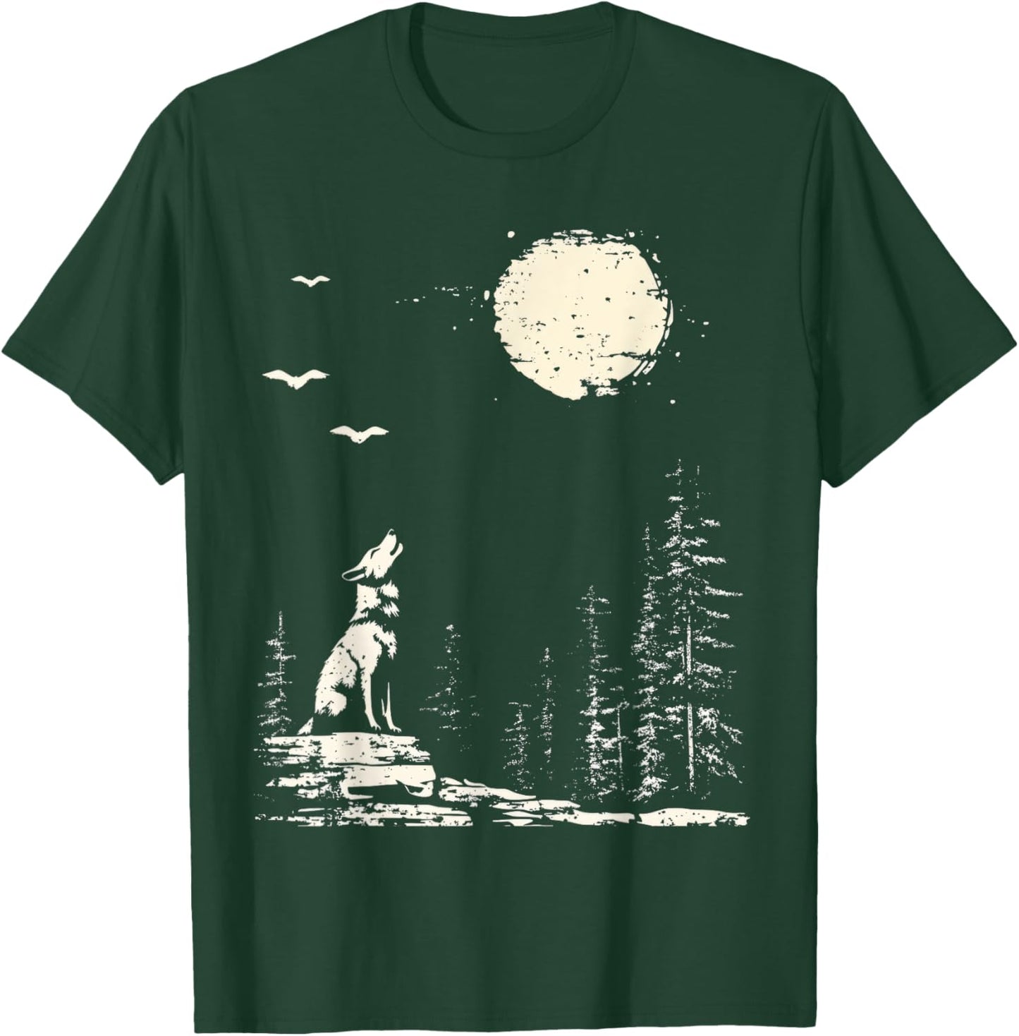 Wolf Forest Nature Wolf And Moon Wildlife T-Shirt - T-Shirt | Forest