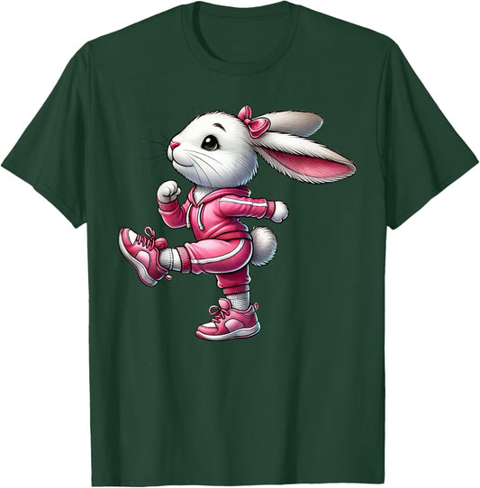 Easter Bunny Exercising Gym Fitness Workout Training T-Shirt - T-Shirt | Forest
