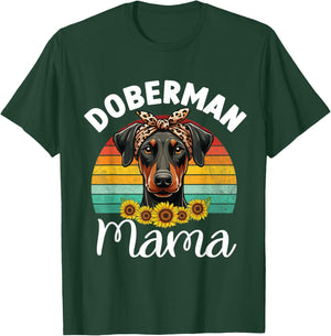 Vintage Doberman Pinscher Mama Retro Dog Lovers Mother's Day T-Shirt - T-Shirt | Forest