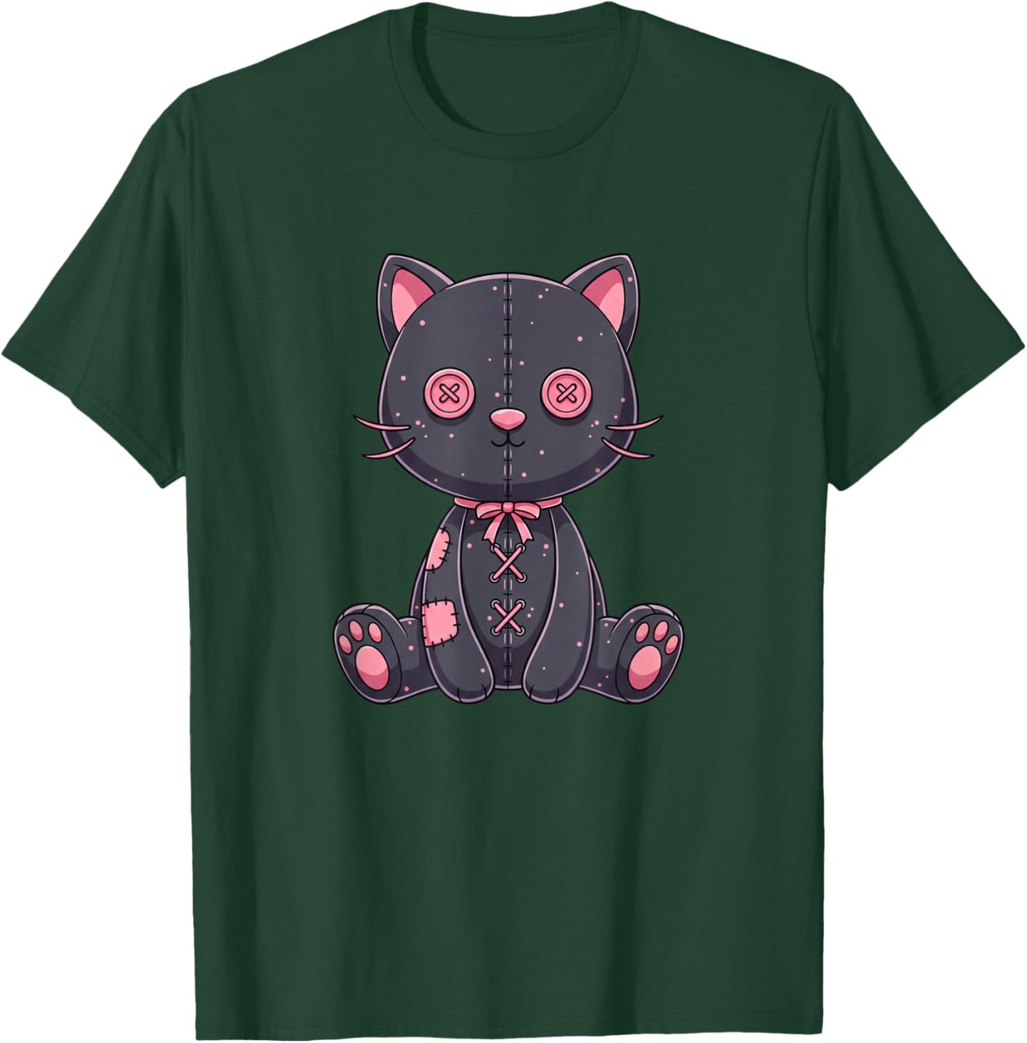 Voodoo Plush Cat Button-Eye Stitched Cat for Cat Lovers T-Shirt - T-Shirt | Forest