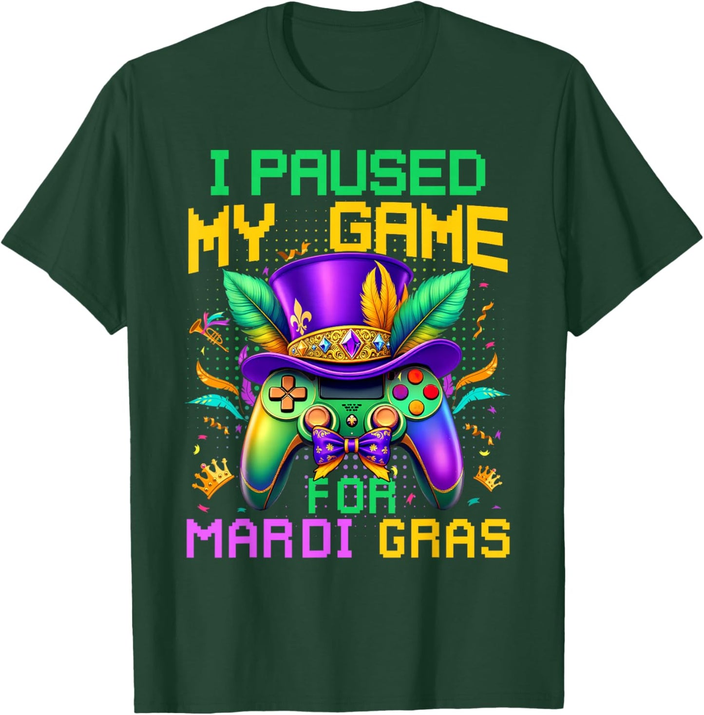 I Paused My Game For Mardi Gras Video Game Controller Boys T-Shirt - T-Shirt | Forest