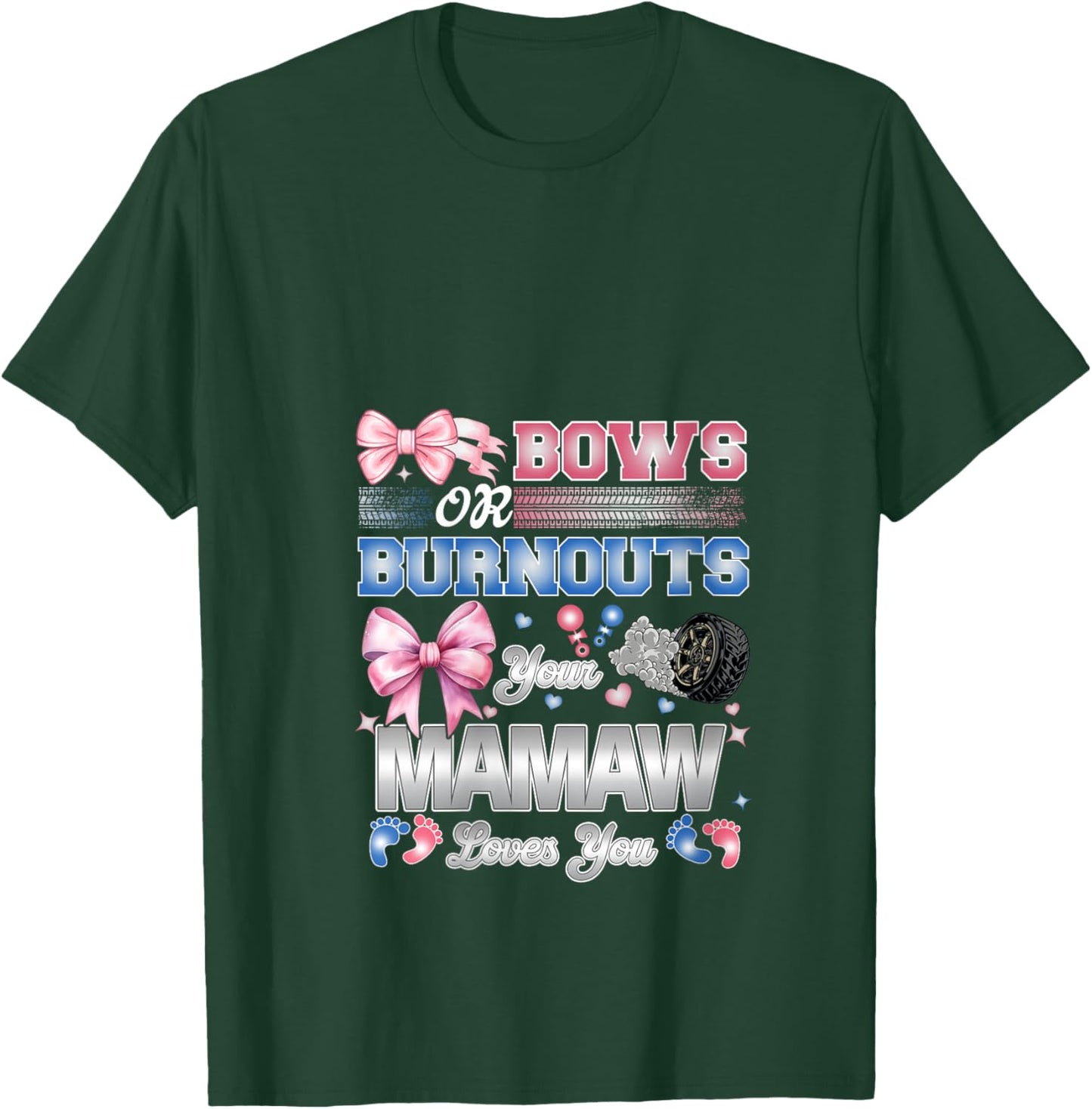 Burnouts or Bows Mamaw Loves You Gender Reveal Party V-Neck T-Shirt - T-Shirt | Forest