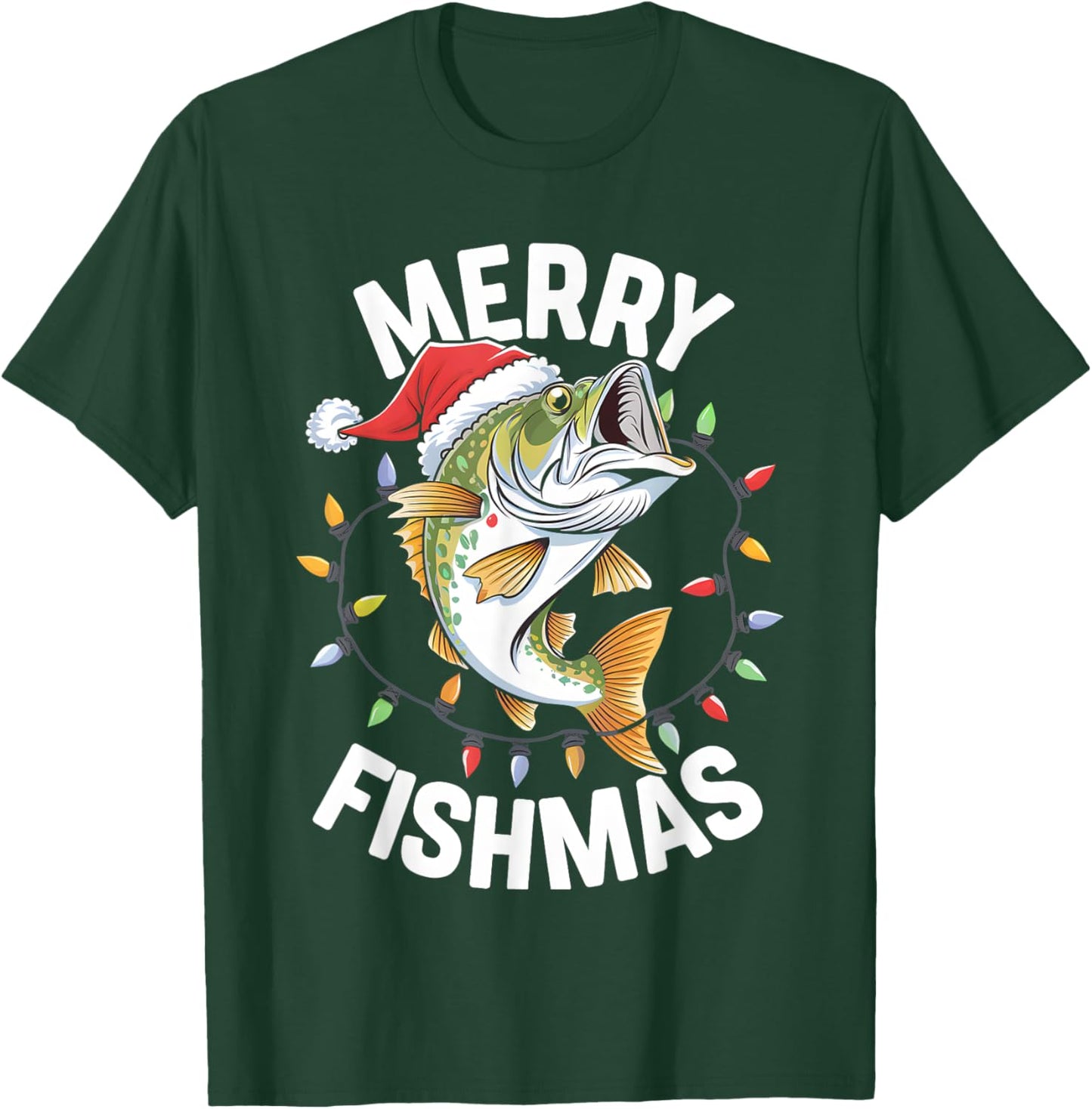 Merry Fishmas Santa Fishing Lovers Funny Fisherman Christmas T-Shirt - T-Shirt | Forest