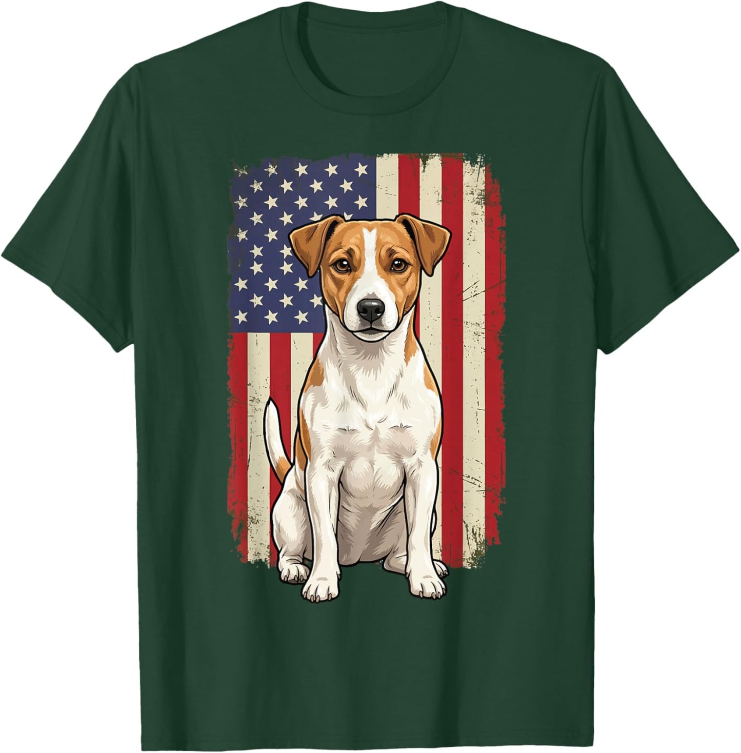 Jack Russell Terrier USA Flag T-Shirt - T-Shirt | Forest