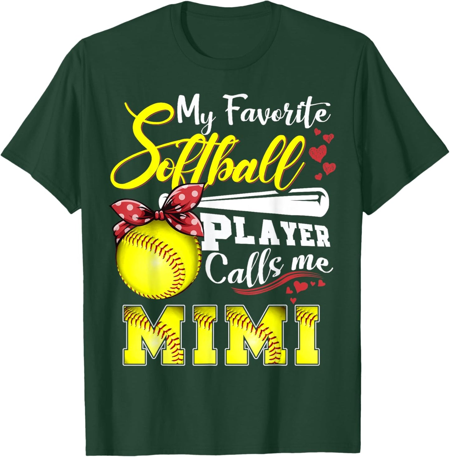My Favorite Softball Player calls me Mimi Mothers day T-Shirt - T-Shirt | Forest
